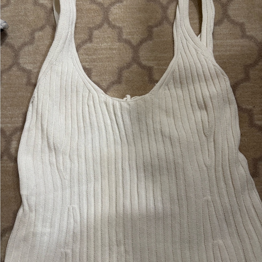 Vince Cream Ribbed Tank Top